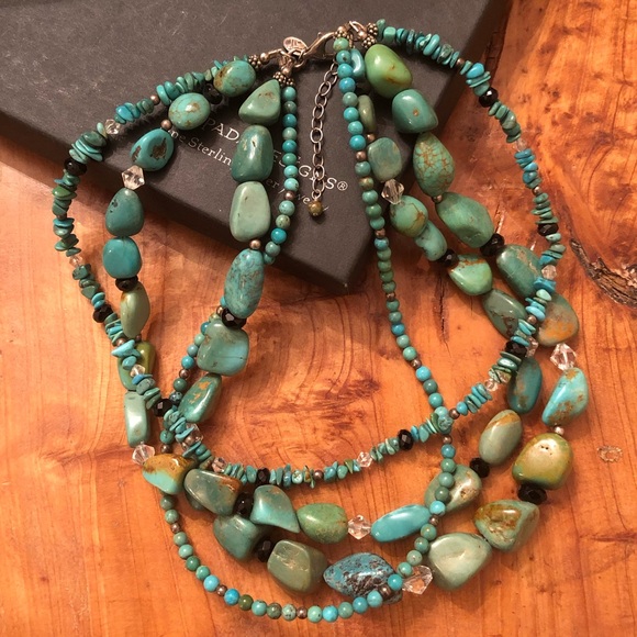 Silpada Four Strand Sterling Silver Turquoise Necklace N1299